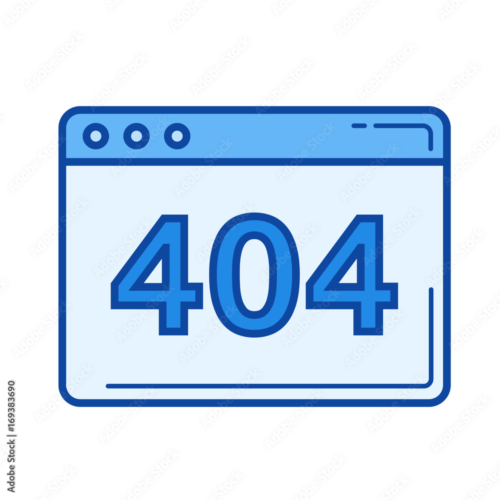 Poster 404 error vector line icon isolated on white background. 404 error line icon for infographic, websit