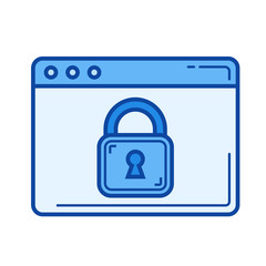 Padlock vector line icon isolated on white background. Padlock line icon for infographic, website or app. Blue icon designed on a grid system.