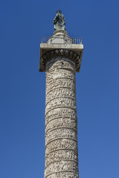 ROME, ITALY, June 2017. Detail of the Trajan's Column, a Roman t