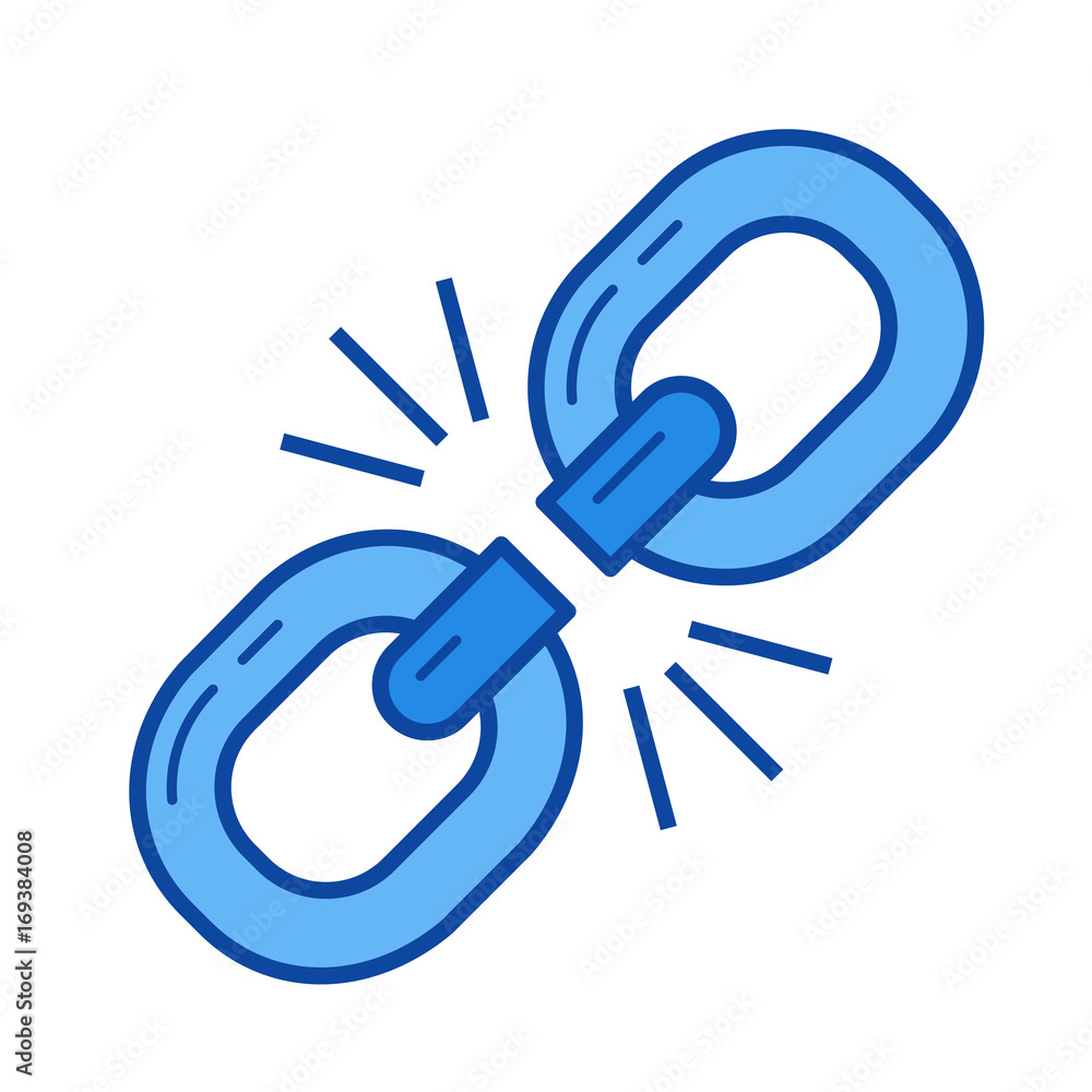 Aufkleber broken link vector line icon isolated on white background. broken link line icon for infographic, we