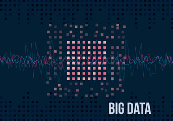 Big Data Algorithms. Analysis of Information Minimalistic Infographics Design. Science, Technology Background. Vector Illustration