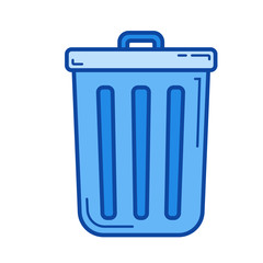 Clean bin vector line icon isolated on white background. Clean bin line icon for infographic, website or app. Blue icon designed on a grid system.