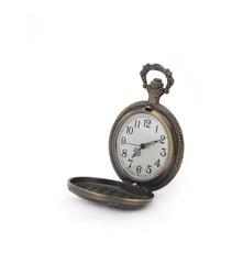 Fototapeta na wymiar Antique gold pocket watch of the nineteenth century isolated on a white background