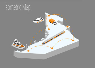 Map United Arab Emirates isometric concept.