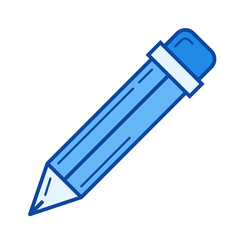 Pencil tool vector line icon isolated on white background. Pencil tool line icon for infographic, website or app. Blue icon designed on a grid system.
