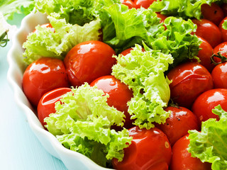 Baked tomatoes and greens