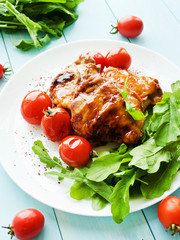 Baked chicken with veggies