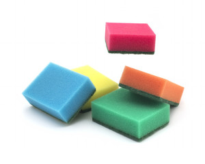 Sponge for washing utensils, on a white background