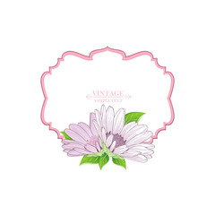 Floral frame with flower chamomile. Element for design. Vector illustration.