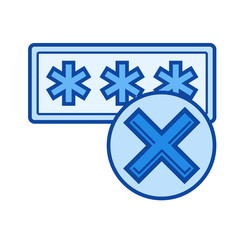 Obraz premium Access denied vector line icon isolated on white background. Access denied line icon for infographic, website or app. Blue icon designed on a grid system.