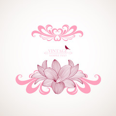 Hand-drawing floral frame with flower lily. Element for design. Vector illustration.