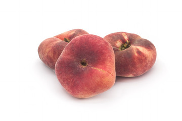 Flat peach isolated on white background