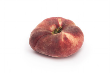 Flat peach isolated on white background