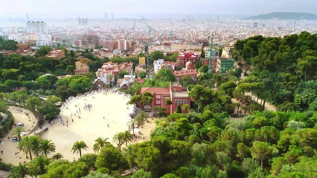 Aerial view from famous Park Guell in Barcelona