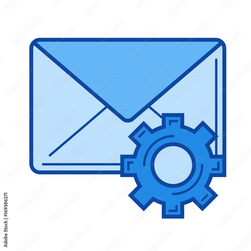 Poster email settings vector line icon isolated on white background. email settings line icon for infograph