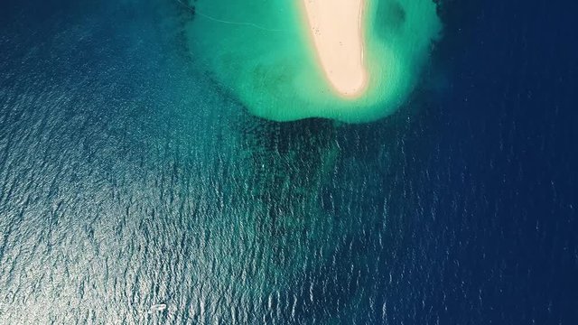 Aerial view of a sandy beach on the island of Brac, Croatia