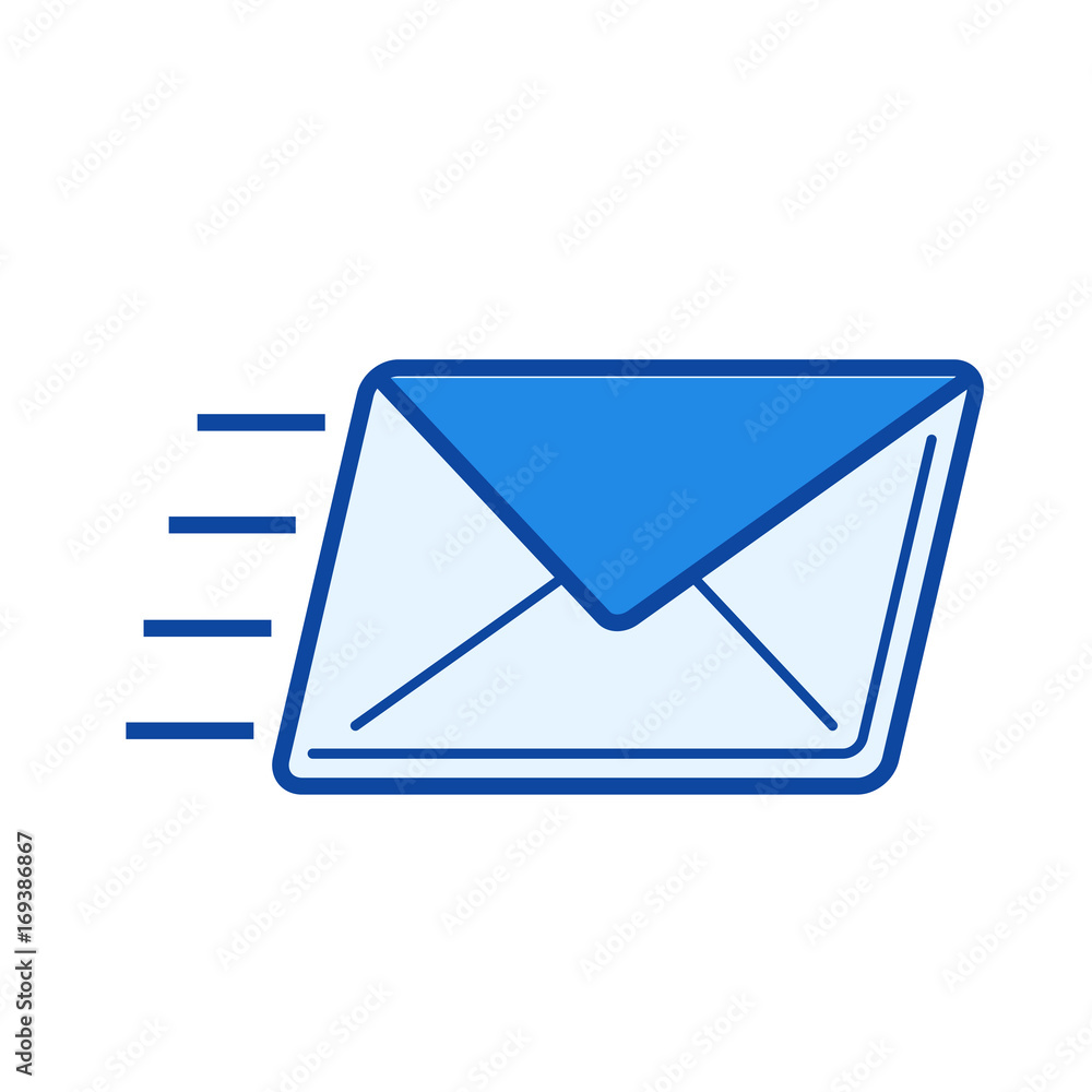 Poster send email vector line icon isolated on white background. send email line icon for infographic, webs