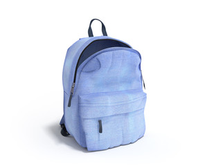 open Backpack bag school 3d render on white gradient