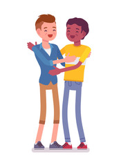 Fototapeta premium Young men giving a hug