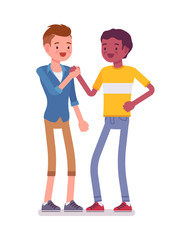 Obraz premium Young men greeting hands holding
