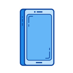Smartphone vector line icon isolated on white background. Smartphone line icon for infographic, website or app. Blue icon designed on a grid system.