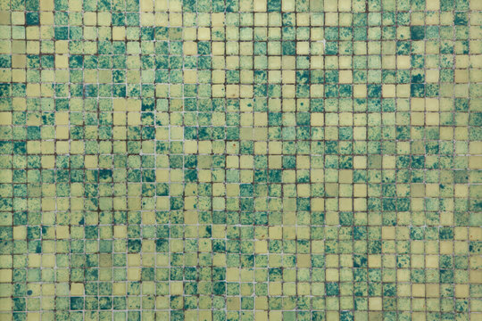 Green mosaic tiles.