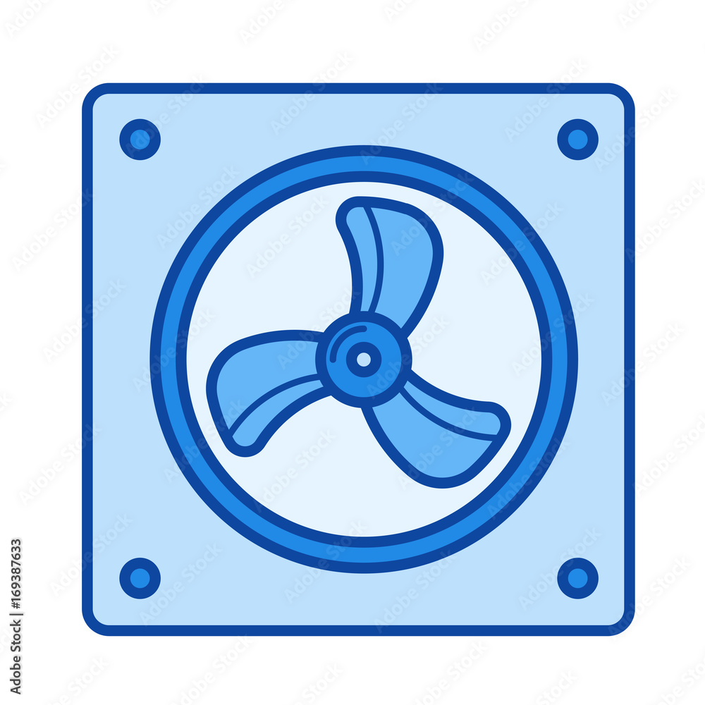 Poster computer fan vector line icon isolated on white background. computer fan line icon for infographic, 