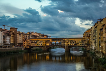 Ponte Vecchio over Arno river in Florence, Italy.