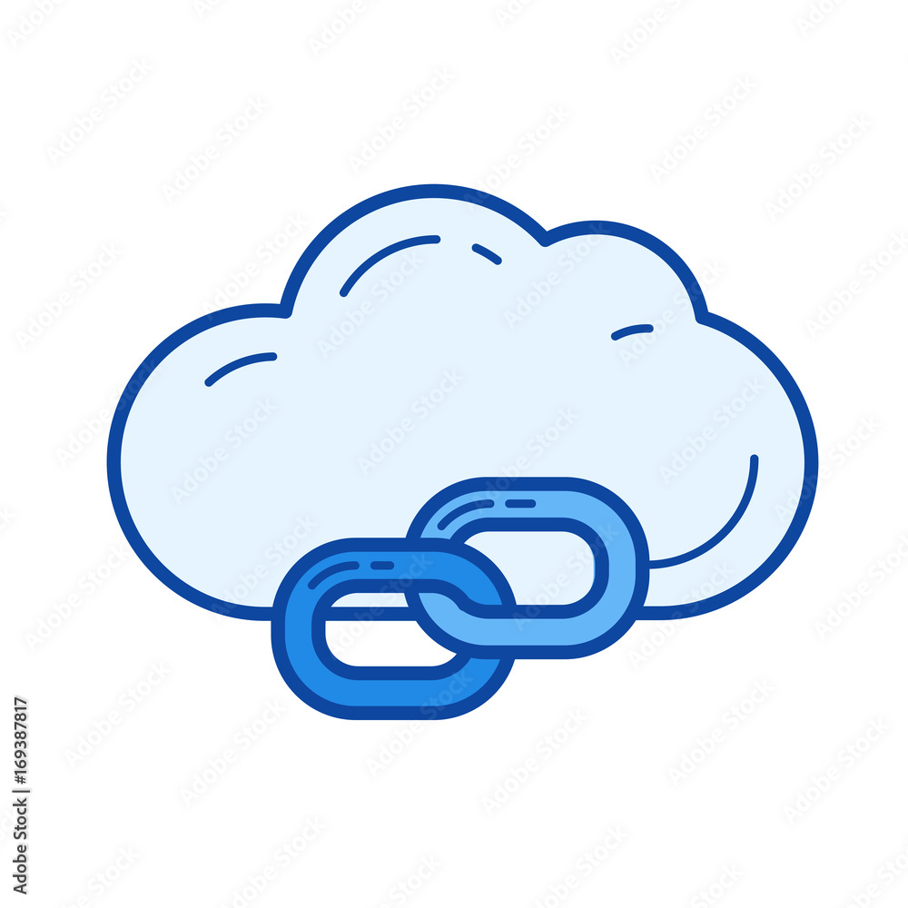 Poster cloud link vector line icon isolated on white background. cloud link line icon for infographic, webs