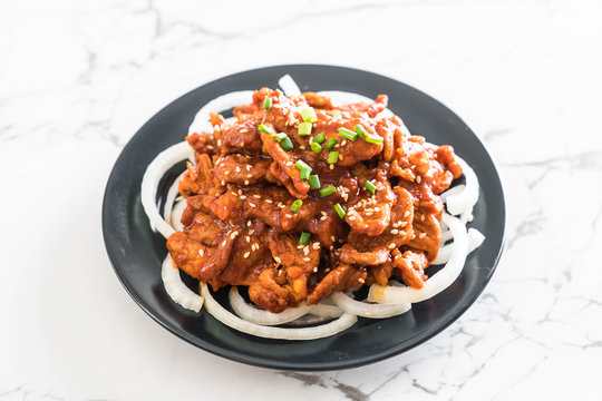 fried pork with spicy korean sauce (bulgogi)