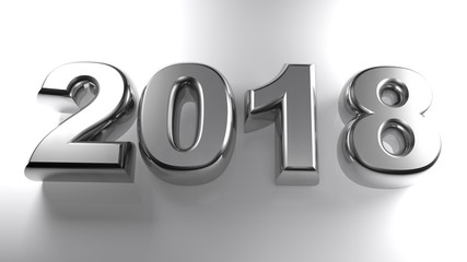 2018 in metallic chrome 3D letters - 3D rendering
