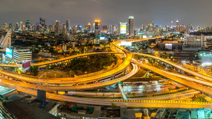 Fototapeta na wymiar cityscape of Bangkok city downtown at night ,landscape Thailand 