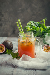 Homemade lemonade with passion fruit