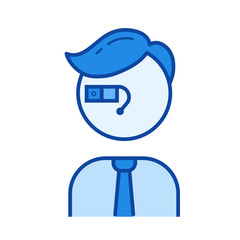 Entrepreneur vector line icon isolated on white background. Entrepreneur line icon for infographic, website or app. Blue icon designed on a grid system.