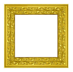 Gold vintage picture and photo frame isolated.