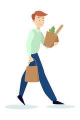 Man with groceries.