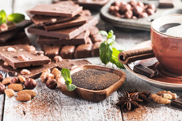 Assortment of chocolate types