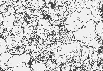 Grunge overlay texture with grains and stains. Abstract background of cracked stone or wall. Vector illustration for retro design.