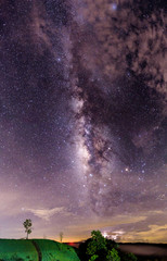 Clearly milkyway and nebula in Thailand outback. Beautiful milkyway astrophotography background.