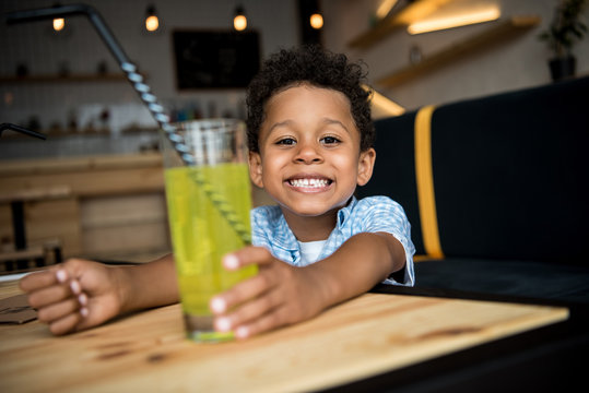 African American Child Drinking Lemonade