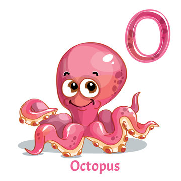 Vector alphabet letter O. Octopus