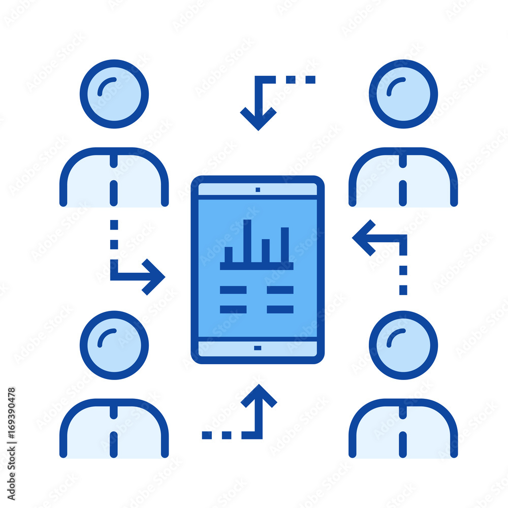 Poster server synchronization vector line icon isolated on white background. server synchronization line ic