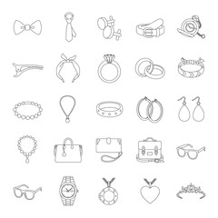 Accessories outlines vector icons