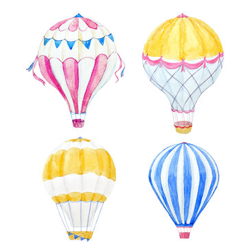 Watercolor air baloon set