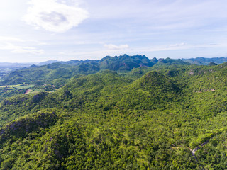 Fototapeta na wymiar Aerial view of Green rain-forest mountain