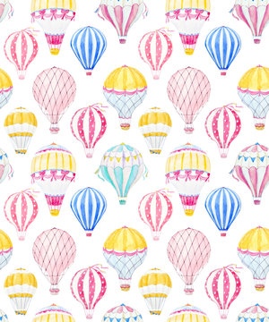 Watercolor air baloon pattern