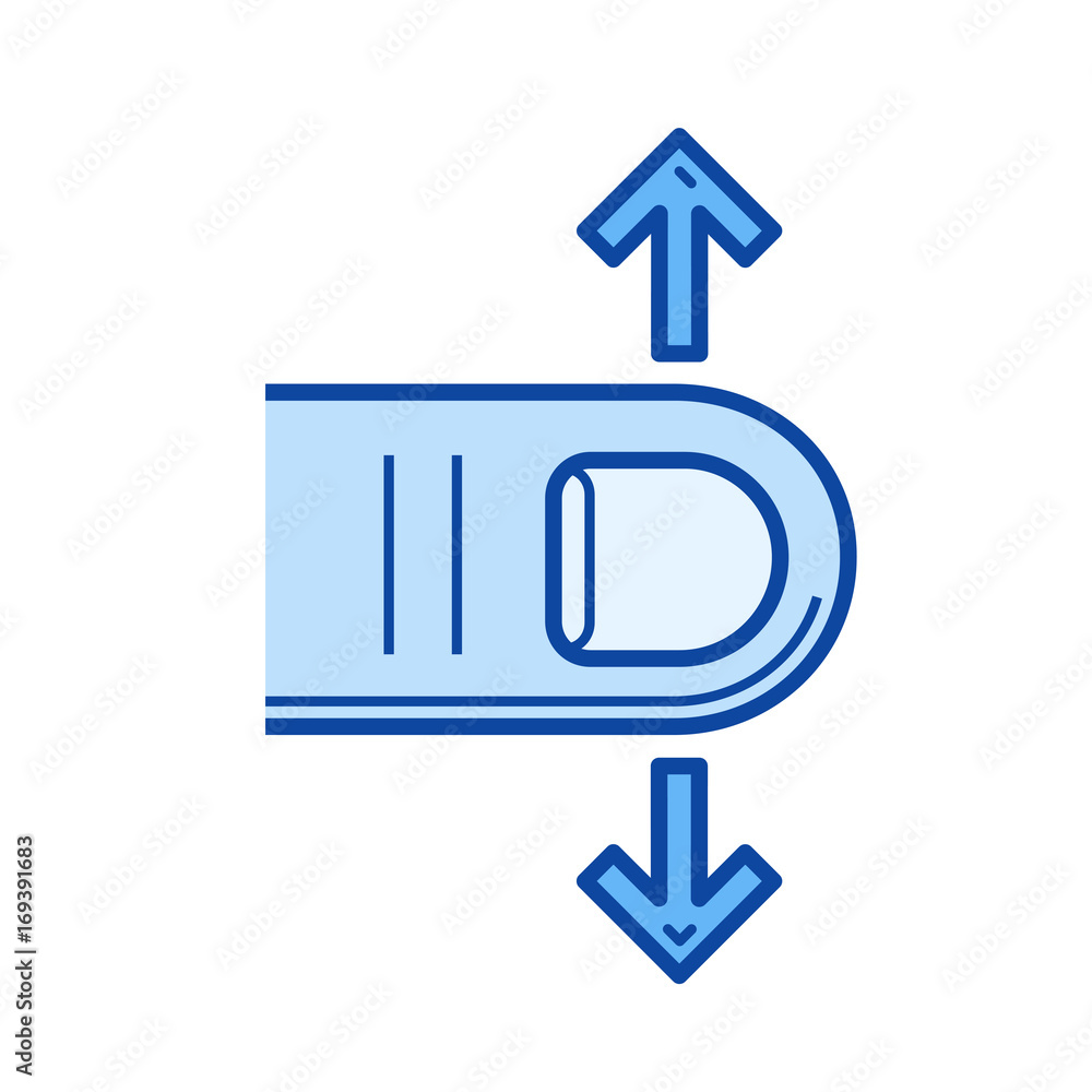 Poster top edge swipe vector line icon isolated on white background. top edge swipe line icon for infograph