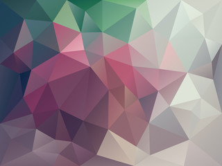 vector abstract irregular polygon background with a triangle pattern in dark purple, pink, green, gray and beige color