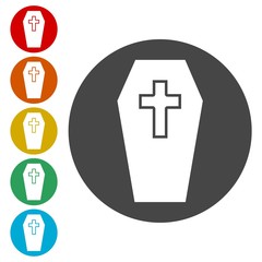 Casket and Cross Icons set - Illustration 