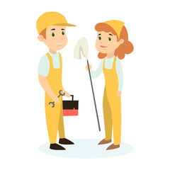 Construction workers couple.